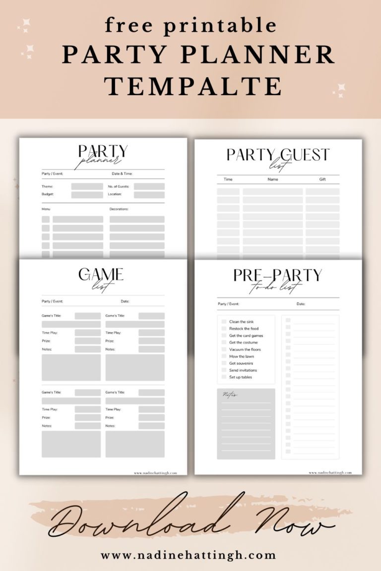 Free Printable Party Planning Template