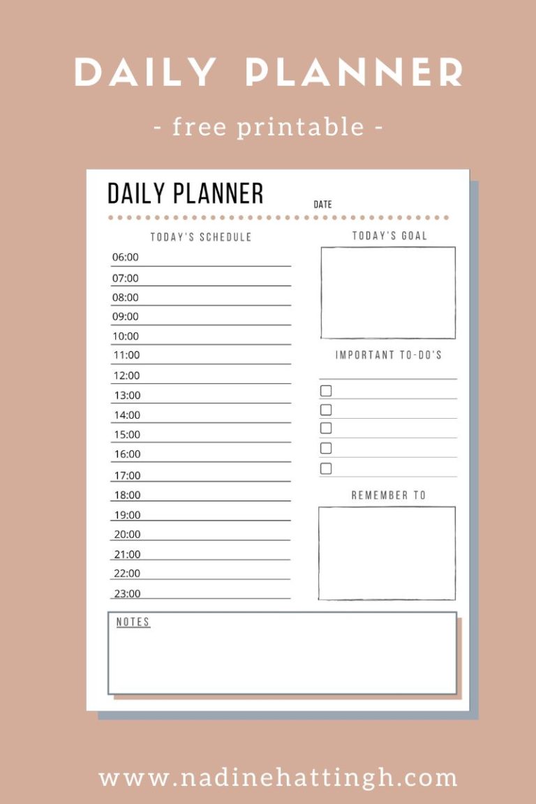 Free Daily Printable Planner - Nadine Hattingh